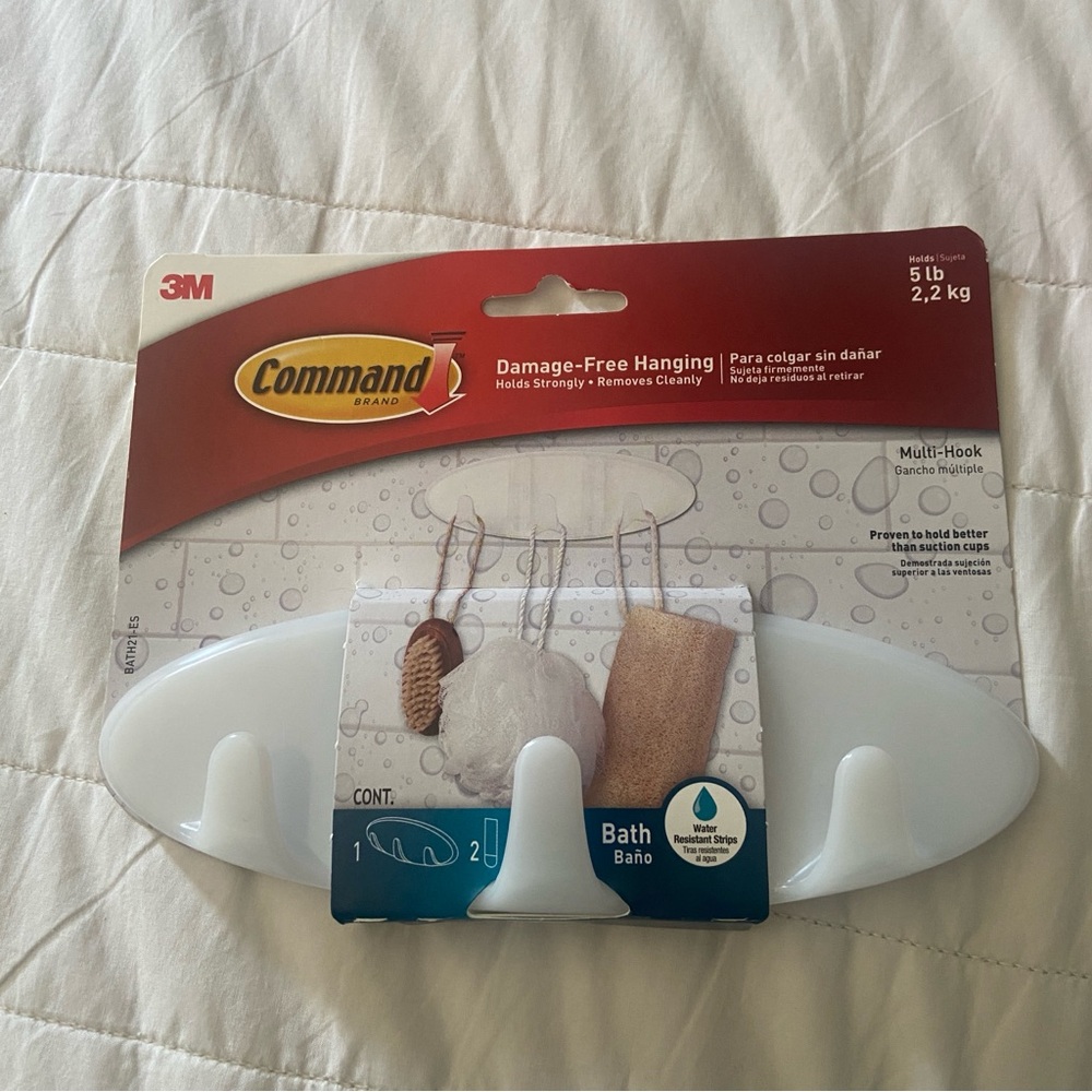 Damage-Free Multi Hook Commad bath Hanging 5lb NEW